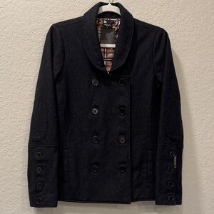 Elegant Black Double-Breasted Pea Coat